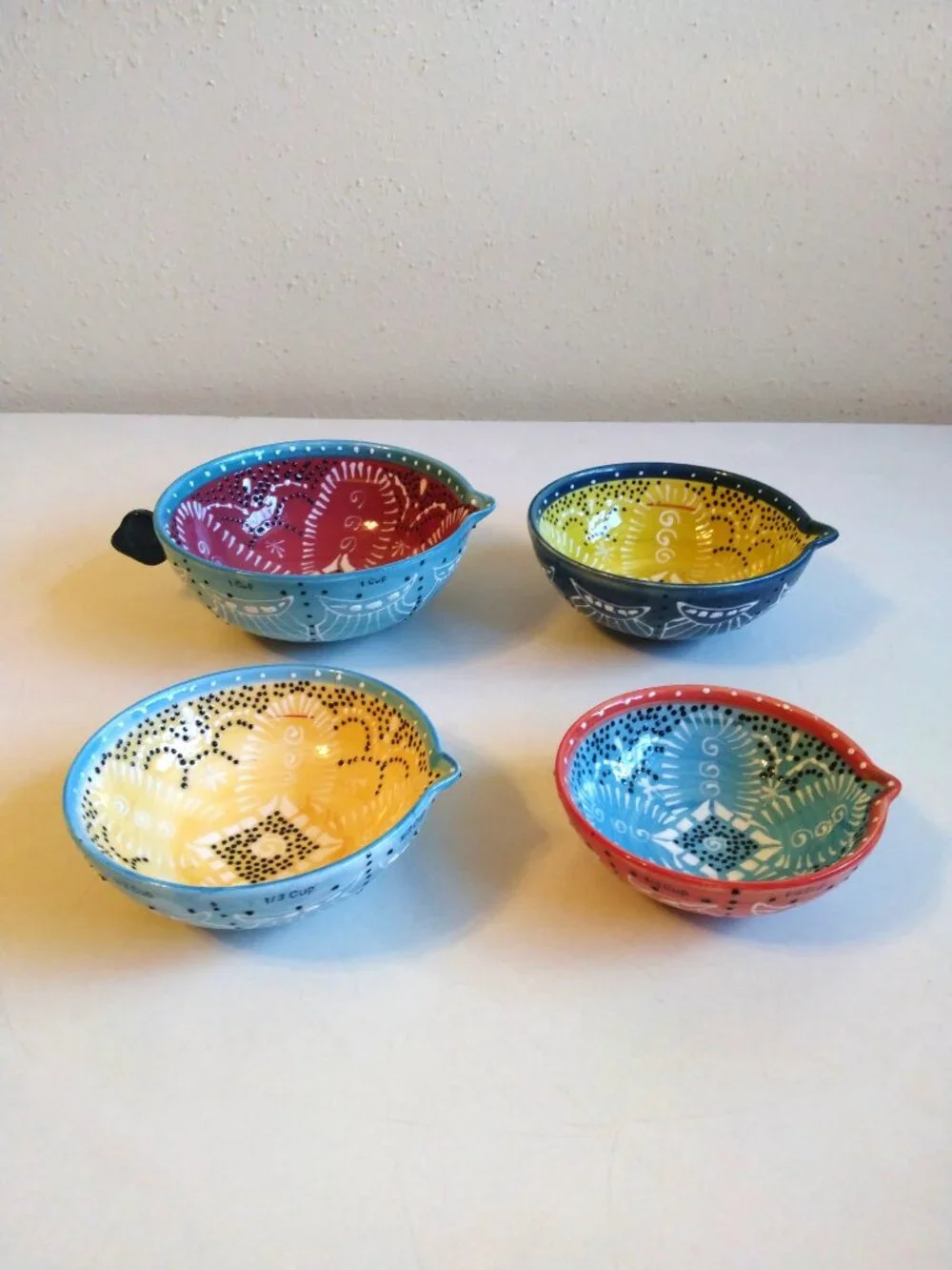 Anthropologie 4pc Ceramic Nesting Measuring Cups